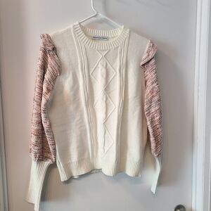 Franklin + Daysi boucle balloon sleeve cable knit sweater